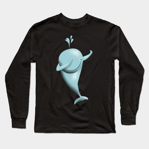 Dabbing Shirt Funny Dabbing Cute Whale T Shirt Long Sleeve T-Shirt by Xizin Gao